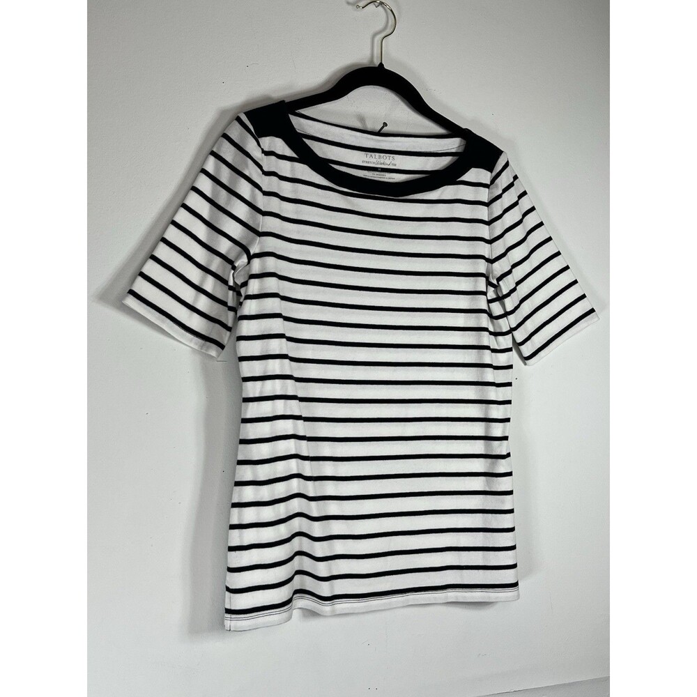 Talbots Tee Black Stripe M Weekend Stretch